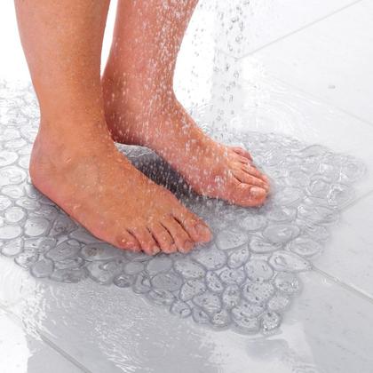 Imagem de Tapete Box Banheiro Ventosas Antiderrapante Mosaico Cristal