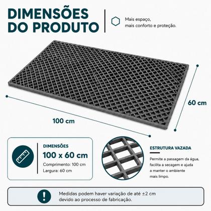 Imagem de Tapete Box PVC Antiderrapante 100x60 Lavável Vazado Banheiro Sauna Piscina Áreas Molhadas Segurança