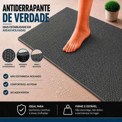Imagem de Tapete Box PVC Antiderrapante 100x60 Lavável Vazado Banheiro Sauna Piscina Áreas Molhadas Segurança