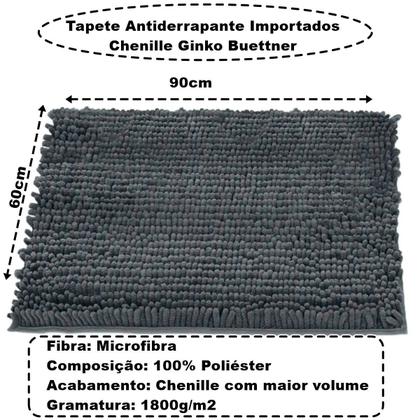 Imagem de Tapete Buettner Microfibra Antiderrapante Chenille Ginko 60cmx90cm Grafite