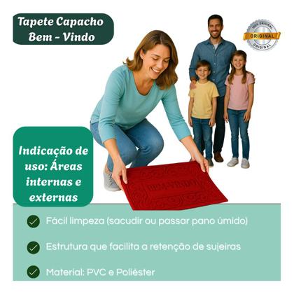Imagem de Tapete Capacho Bem-vindo 37x57cm Pvc Poliéster Sortido