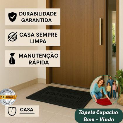 Imagem de Tapete Capacho Bem-vindo 37x57cm Pvc Poliéster Sortido