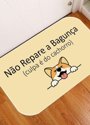 Imagem de Tapete Capacho Creme Bagunça A Culpa é do Cachorro 34x60cm