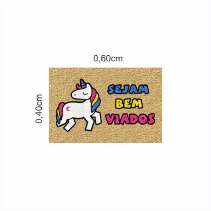 Imagem de Tapete Capacho Decorativo Unicórnio Sejam Bem Viados 60X40cm