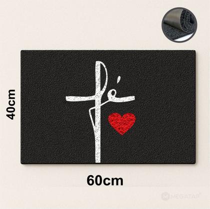 Imagem de Tapete Capacho Entrada Fé Decoração 60x40 Religioso