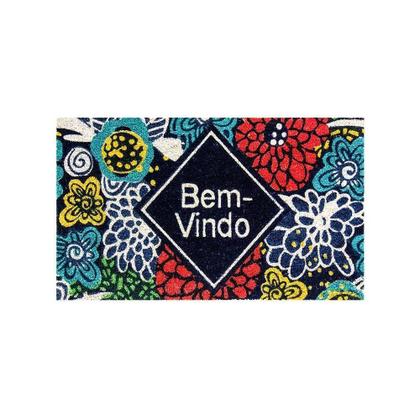 Imagem de Tapete Capacho Fibra De Coco 75X45Cm Natural Preto Hello