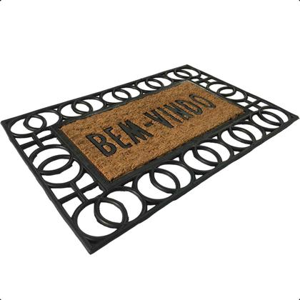 Imagem de Tapete Capacho Fibra de Coco Emborrachado 60x40cm Círculos