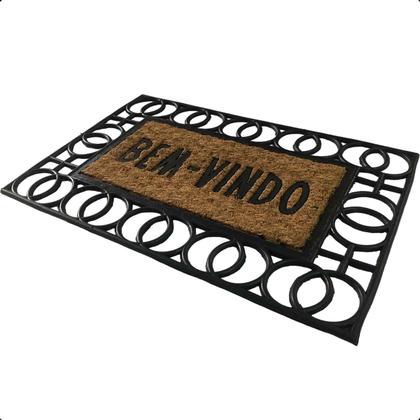 Imagem de Tapete Capacho Fibra de Coco Emborrachado 60x40cm Círculos