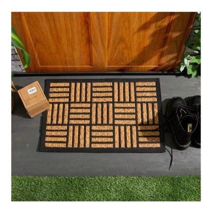 Imagem de Tapete Capacho Fibra de Coco Quadrado 40x60cm Antiderrapante Emborrachado para Entrada, Hall e Portas