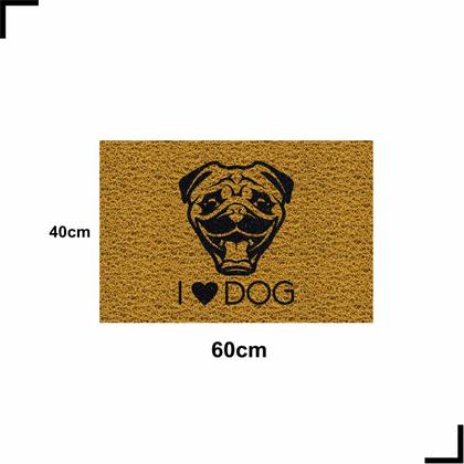 Imagem de Tapete Capacho Love Dog Pug Amo Cachorro 60x40 Porta Chines