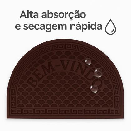 Imagem de Tapete Capacho Meia Lua BemVindo Emborrachado Antiderrapante 58x37cm Sortido