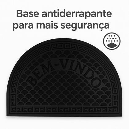 Imagem de Tapete Capacho Meia Lua BemVindo Emborrachado Antiderrapante 58x37cm Sortido