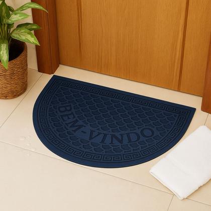 Imagem de Tapete Capacho Meia Lua BemVindo Emborrachado Antiderrapante 58x37cm Sortido
