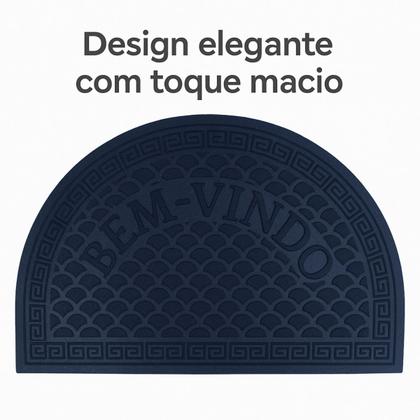 Imagem de Tapete Capacho Meia Lua BemVindo Emborrachado Antiderrapante 58x37cm Sortido