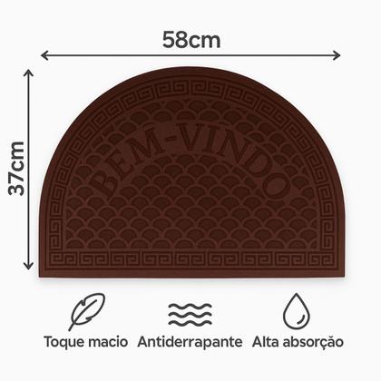 Imagem de Tapete Capacho Meia Lua BemVindo Emborrachado Antiderrapante 58x37cm Sortido