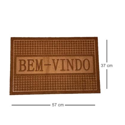 Imagem de Tapete Capacho Porta Entrada antiderrapante Bem vindo marrom