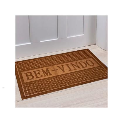 Imagem de Tapete Capacho Porta Entrada antiderrapante Bem vindo marrom