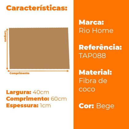 Imagem de Tapete Capacho Porta Fibra Coco E Borracha 40X60Cm Rio Home