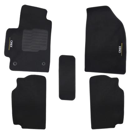 Imagem de Tapete Carpete Onix 2020 à 2025 Preto Logo Bordado Jogo 5 Peças Personalizado Automotivo