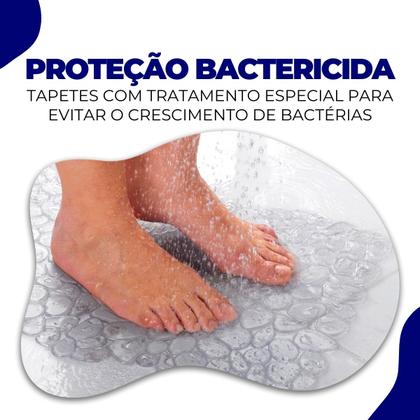 Imagem de Tapete Cristal Para Box Banheiro Com Ventosas Antiderrapante Transparente Mosaico Arthi