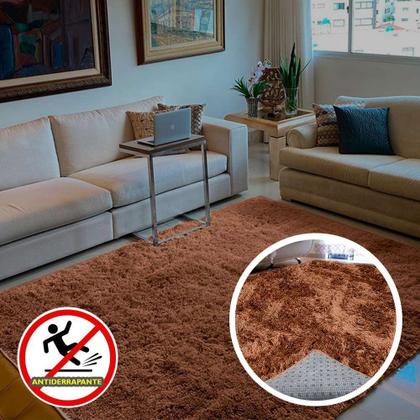 Imagem de Tapete Cronos Felpudo Luxo Para Sala e Quarto Antiderrapante Vários Tamanhos Casa Dona