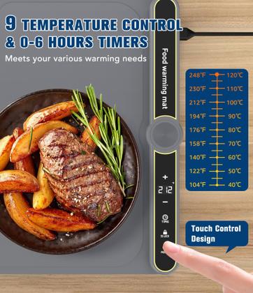 Imagem de Tapete de aquecimento de alimentos HomeElves Rapid Heating com configuração de 9 temperaturas
