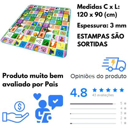 Imagem de Tapete de Atividades Infantil Bebe Com Proteção Térmica 120 x 90 CM