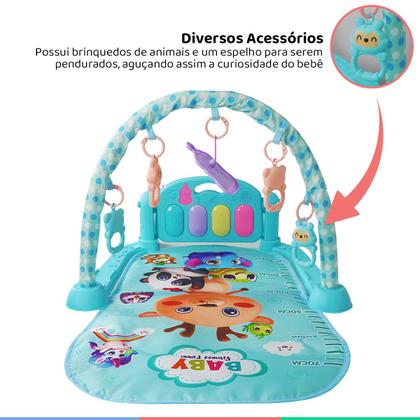 Imagem de Tapete de Atividades Musical Bebê Infantil Piano Removível Luz Som Arco Brinquedos Espelho Importway