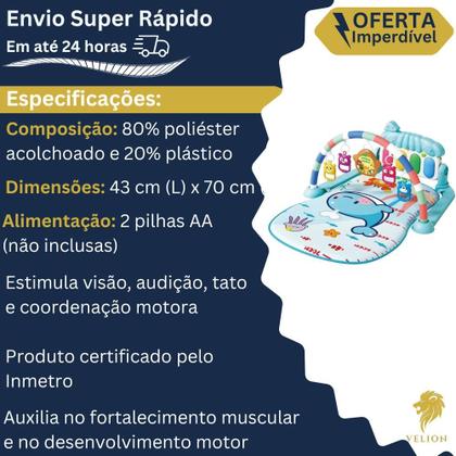 Imagem de Tapete de Atividades Musical com Piano Interativo para Bebê Colorido Infantil Engatinhar