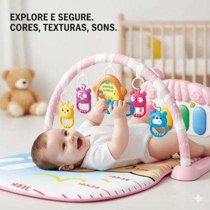 Imagem de Tapete de Atividades Musical com Piano Mobiles Suspensos Educativos Estimulo Sensorial Para o Bebe