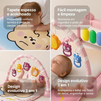 Imagem de Tapete de Atividades Musical com Piano Mobiles Suspensos Educativos Estimulo Sensorial Para o Bebe