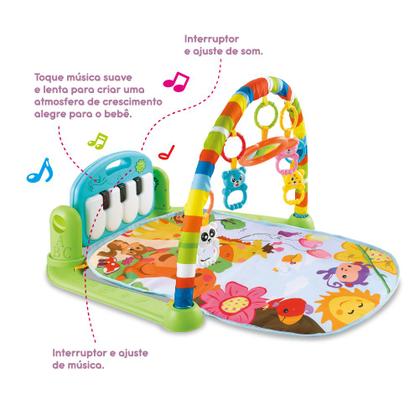 Imagem de Tapete De Atividades Para Bebê Com Piano Musical E Móbile  Ginásio Infantil Estampa Colorida Estimula Desenvolvimento Motor E Sensorial