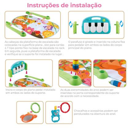 Imagem de Tapete De Atividades Para Bebê Com Piano Musical E Móbile  Ginásio Infantil Estampa Colorida Estimula Desenvolvimento Motor E Sensorial