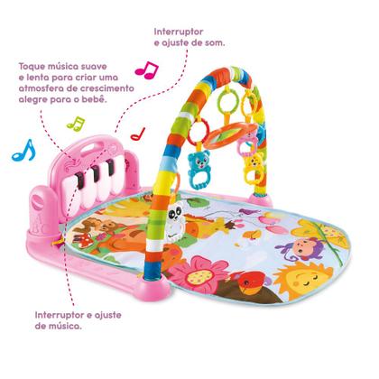 Imagem de Tapete De Atividades Para Bebê Com Piano Musical E Móbile  Ginásio Infantil Estampa Colorida Estimula Desenvolvimento Motor E Sensorial