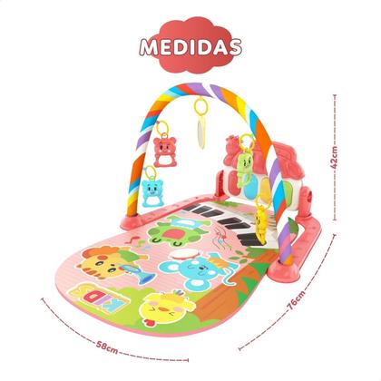 Imagem de Tapete de Atividades Sensorial para Bebê 5 Mobiles e Piano Musical com Som e Luzes