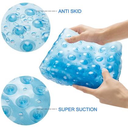Imagem de Tapete de banheira AmazerBath, tamanho médio, 70 x 38 cm, antiderrapante, azul transparente