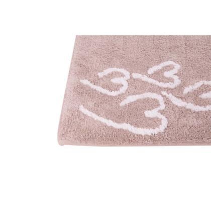 Imagem de Tapete De Banheiro Quarto Kids Infantil Algodão Retangular Vizapi Love 50x80Cm Marrom Castor Branco