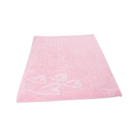 Imagem de Tapete De Banheiro Quarto Kids Infantil Bebê Algodão Retangular Vizapi Love 50x80Cm Rosa Claro Branco