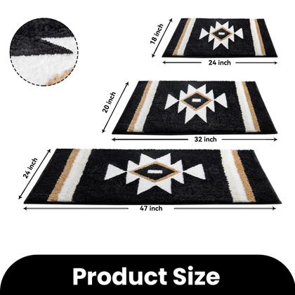 Imagem de Tapete de banheiro TANVILL Boho Bath Mat Non Slip Black 45x60cm