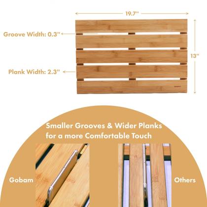 Imagem de Tapete de banho GOBAM Natural Bamboo Antiderrapante para Chuveiro e Banheira