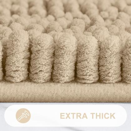 Imagem de Tapete de banho Grandaily Chenille listrado 152x61 cm bege extra grosso