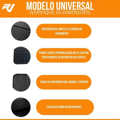 Imagem de Tapete De Borracha Universal Para Carro Brb Unicol Preto