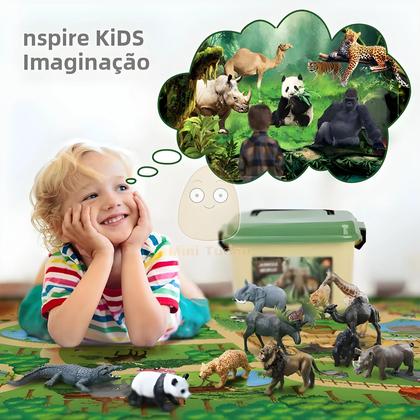 Imagem de Tapete De Brincar Infantil Com Animais Da Selva E Zoológico, Com Panda, Leão, Tigre, Girafa,