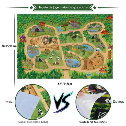 Imagem de Tapete De Brincar Infantil Com Animais Da Selva E Zoológico, Com Panda, Leão, Tigre, Girafa,