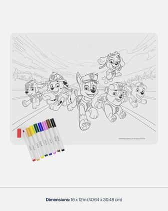 Imagem de Tapete de desenho Lalo PAW Patrol reutilizável com marcadores apagáveis a seco