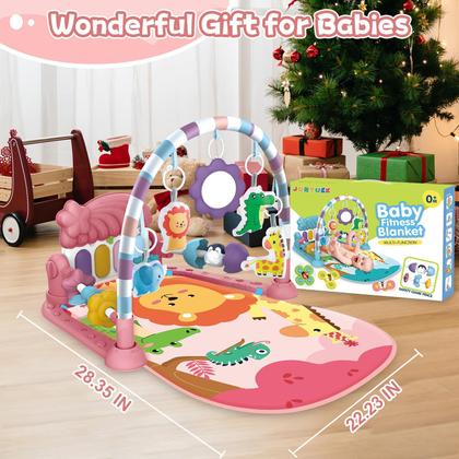 Imagem de Tapete de Ginástica Infantil Joryuek com Chocalhos e Espelho - Rosa Claro