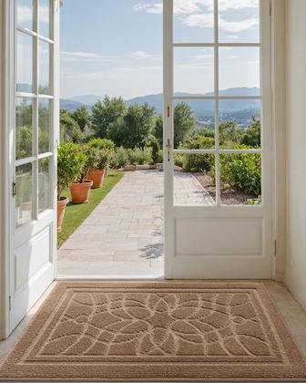 Imagem de Tapete de porta DEXI Front para entrada doméstica 80x120cm bege