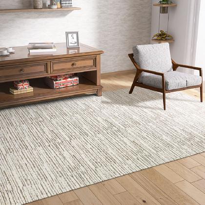 Imagem de Tapete de Sala Quarto 2,00m x 1,40m Antiderrapante Emborrachado Decoração Bege Rústico Boho Artesanal Tear Jacquard