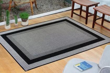 Imagem de Tapete De Sala Sisal Quarto 2m Cinza Preto Antiderrapante