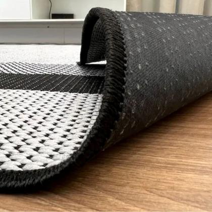 Imagem de Tapete De Sala Sisal Quarto 2m Cinza Preto Antiderrapante